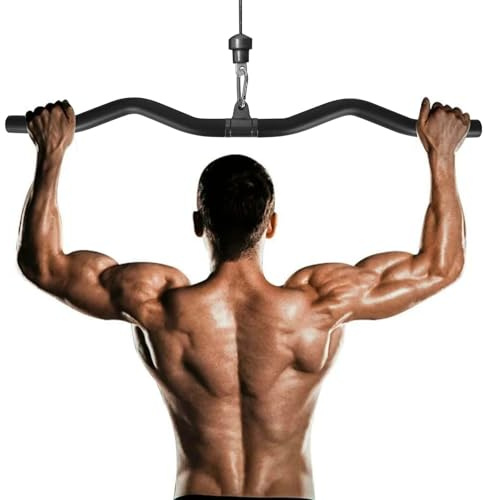 Barra de Entrenamiento para Poleas, Barra de Tríceps, Barra Bíceps Negro 80 cm, Barra de Dominadas para Casa, Gimnasio, Crossfit, Culturismo, Entrenamiento de Fuerza, Muscular