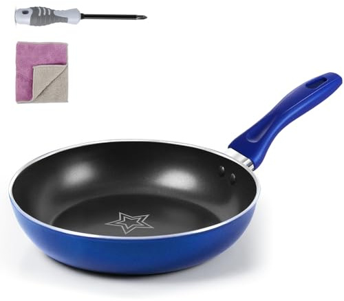 Eukue Bratpfanne 28 cm, Aluminium Induktion Bratpfanne mit Antihaftbeschichtung, Hitzebeständig, Leicht zu Reinigen, Pfannenset für alle Herdarten Inkl, Induktion, Blau