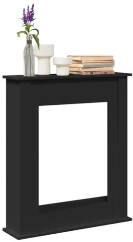 INLIFE Kaminumrandung Schwarz 75x20x87,5 cm Holzwerkstoff,Heim & Garten,Zubehör für Kamine & Holzöfen,Schwarz,12.9 KG,854581