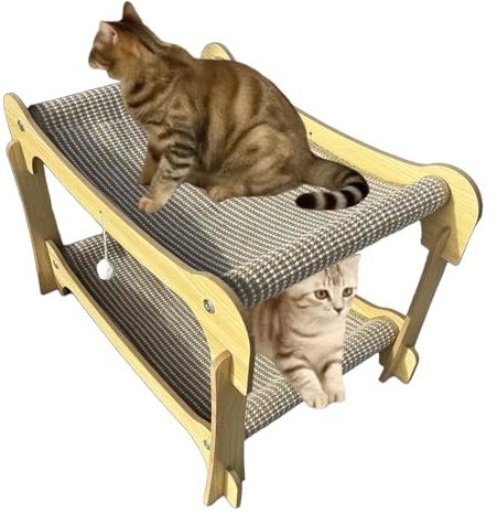 Tablero De Rascado para Gatos,Cama Rascador De Sisal Doble Capa,Cama para Gatitos Y Mascotas Pequeñas Medianas Grandes | Hogar Apartamento Puerta Pared Alfombra