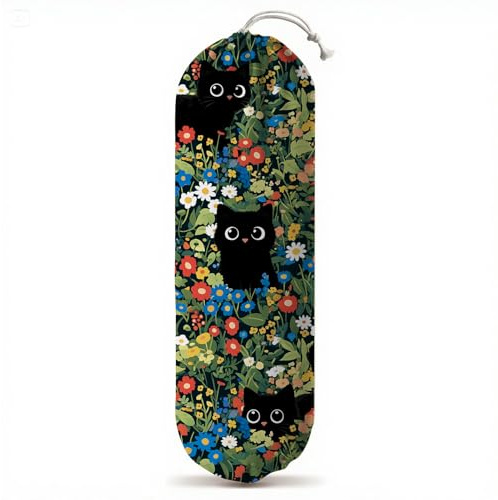zukmvuh Plastic Bag Holder, Grocery Bag Organizer Storage, Kitchen Dispenser Holders Reusable Shopping with Adjustment Drawstring Closure for Kitchen Farmhouse Decor, Black Cat Flower