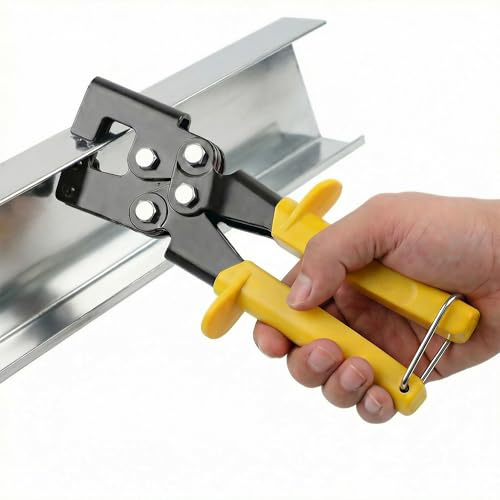 BOTEWO Pinza per cartongesso, pinza crimpatrice per bulloni in acciaio: 215 mm, profilo in acciaio, strumento di pressatura a scatto per cartongesso, costruzione di interni, squadre e artigiani