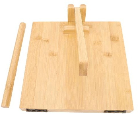 ZDETGU Prensa de Tortillas de Madera, Máquina Manual de Prensa de Masa con Rodillo y 50 Hojas de Pergamino para Cocina Casera, Tortilla Uniforme, de Masa para Pizza, Pan Plano y Naan