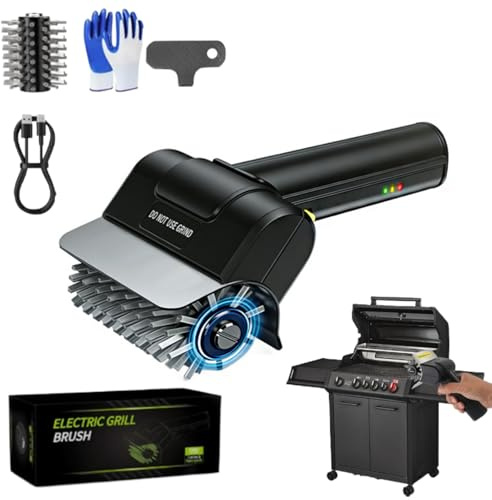 Cepillo Eléctrico para Barbacoa - Limpiador De Parrilla Recargable, Cepillo para Parrilla con Cerdas De Alambre De Alto Par Recargable por USB | Herramienta Automática De Limpieza De Barbacoa para El