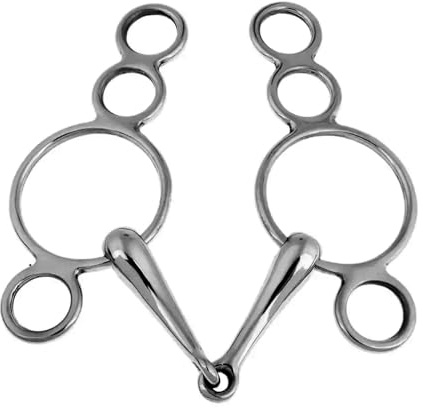 Jazuaiao Stainless Steel 3 Rings Metal Gag Bit Horse Bit Jointed Mouth Repalcement Horse Mouthpiece Jointed Mouth Equestrians Accessories