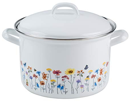 RIESS 0124-070 Fleischtopf mit Deckel, Durchmesser 20 cm, Inhalt 3,5 Liter, Country, SONDERDEKOR FLORA, Induktion