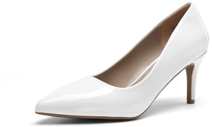 DREAM PAIRS Dam Slip On Low Mid Heels Spetsig stängd tå Klänning Domstol Skor KUCCI, Vit patrull, 37.5 EU