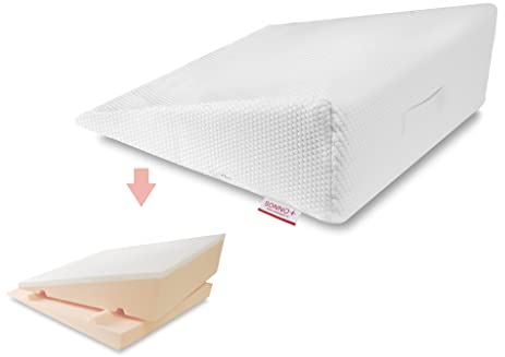 Cuña antirreflujo 2 en 1 con Espuma viscoelástica, espesor ajustable 18 o 24 cm, Almohadas de cuña para cama 70 x 70 x 24/18 cm