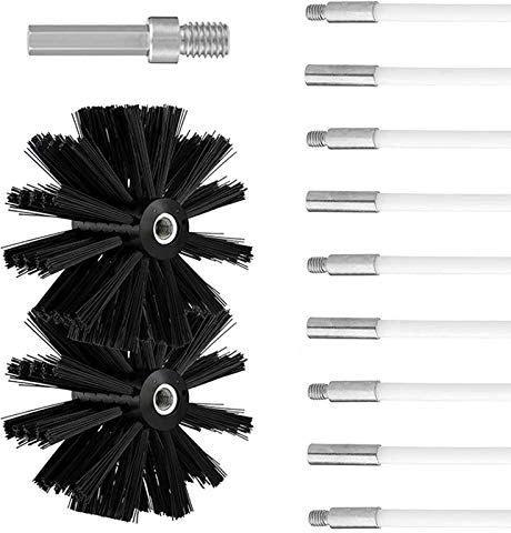 Kit Brosse Nettoyage Cheminée, Diameter 100mm, Cheminee Outil Nettoyage de CheminéE Brosses Kit Comprenant 12 Tiges Flexibles de 410 mm et 2 TêTes de Brosse 100 mm de Diamètre pour PoêLe à Bois