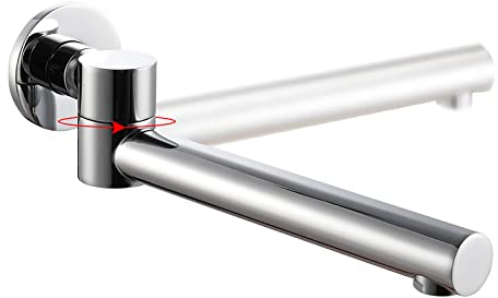 Bec de Baignoire Rotation à 180° Bec Déverseur pour Baignoire Laiton Robinet de Buse Ronde Pliable Bec Bain Déverseur Mural Robinet de Bec pour Baignoire, G1/2,Chrome