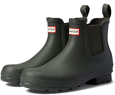 HUNTER Mens Original Chelsea Wellington Boots Green, dark olive, 10 UK