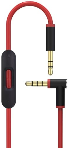 Toxaoii Ersatz-Audiokabel mit Inline-Mikrofon und Steuerung, kompatibel mit Beats Solo 2/Solo 3/Studio 3/Pro/Detox/Wireless/Mixr/Executive/Pill-Kopfhörern (schwarz-rot)