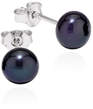 NKlaus Paar Ohrstecker Peacock Perle 925 Silber Tahiti Farbe Zuchtperle 7mm Ohrringe 11291