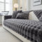 Weiche Plüsch Sofabezug Waschbar - Neue Rutschfeste Sofa überzug 1 2 3 4 Sitzer Couch überzug für Sektionssofa, Flauschiger Kunstpelz Sofa Sitzkissenbezug L Form Möbelschutz (Dunkelgrau, 90x180cm)