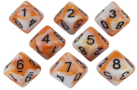 Paladin Roleplaying Orange and White Dice - 8 D10 Set - 'Troll Slayer'