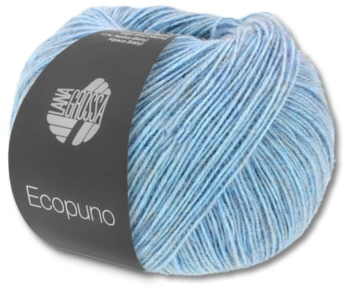 Frida's Wollhaus Lana Grossa 50 g Ecopuno Netzgarn Baumwolle Merino Alpaca Wolle Garn 69 Farben (75 - Helles Jeansblau)