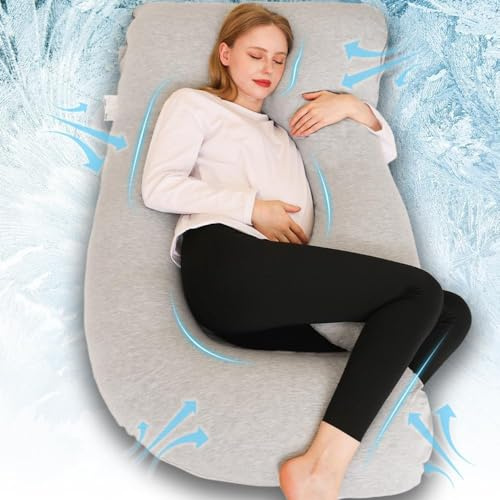 Chilling Home Pregnancy Pillow, Maternity Pillow for Pregnant Women | Breathable Maternity Pillow for Pregnant Women, Comfortable Full Body Pillow Pregnancy Pillows for Sleeping,Jersey, Grey
