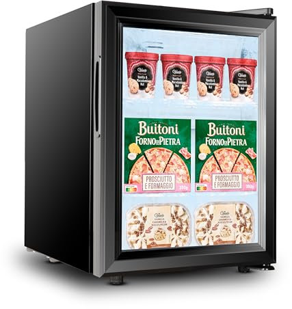 Mini congélateur armoire de 21L avec porte en verre. Petit congélateur a tiroir compact et économe en énergie, idéal pour les espaces réduits. Mini congelateur petite taille.