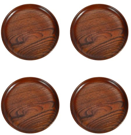 Pyugxab 4 X per la casa, piatti per il pane in legno, piatti da cucina, piatti per il condimento rotondo