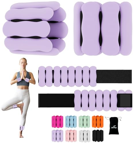 JORICY Wrist Weights Adjustable Ankle Weights for Women Men 1lb*2 Silicone Arm & Leg Weighted Bracelet for Yoga Pilates Running Walking Swimming Physical Therapy Strength Training Purple