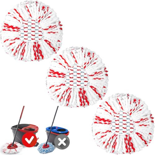 Moppköpfe Kompatibel für Vileda Turbo 2in1 Easy Wring Clean Wischmopp Ersatzköpfe, geeignet für alle Vileda Schleudermopp-Bodenwischer Tiefenreinigung für alle Böden, Spin Mop Head, 3 Stück