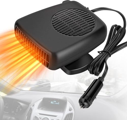 Leaflai Autoheizung 150W, 12V Heizlüfter Windschutzscheibe Auto Defogger mit Plug-in Zigarettenanzünder, 2-in-1 Heizung/Kühlung Windschutzscheibe Heizung Fan