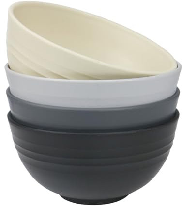 greenandlife Lot de 4 grands bols à céréales, en plastique léger, passent au lave-vaisselle et au micro-ondes, bols réutilisables pour petit déjeuner, salade, pâtes, soupe