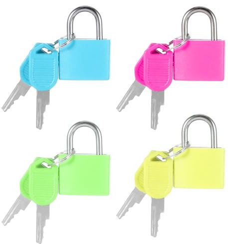 4Stück Kofferschloss Schloss Mit Schlüssel Kofferschloss Für Flugreisen Gepäckschlösser Mit Schlüssel Mini Vorhängeschloss Gepäckschlösser Bunt Luggage Locks Hangschloss Für Gepäck Reisetaschen Koffer