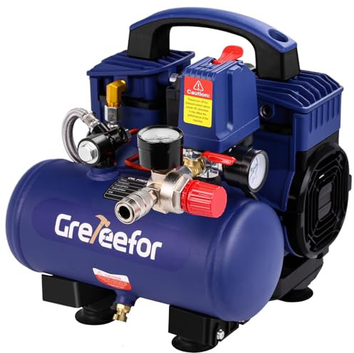 Air Compressor, 1 Gallon Ultra Quiet Portable 60 dB, 13-Second Quick Fill, 1 Gallon Compact, Oil-Free for Tire Inflation/Nail Gun/Pneumatic Tools/Cleaning in Home or Shop Projects, 1.5HP, Violet