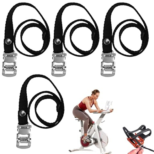 Spin Bike Pedal Straps,4 PCS Nylon Spin Bike Straps,Adjustable Foot Pedal Straps,Anti-slip Bicycle Pedal Straps,Bicycle Pedal Toe Straps for Exercise Spin Bike and Outdoor Bicycle