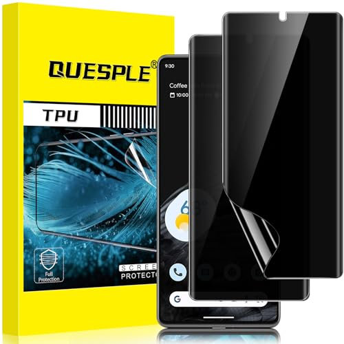 QUESPLE [2 Stück] Privacy Schutzfolie für Google Pixel 7 Pro 5G, Anti-Kratzen, Anti Spähen, Fingerabdruck-ID Blasenfreie Weich TPU Displayschutzfolie für Google 7 Pro Anti-Spy Folie