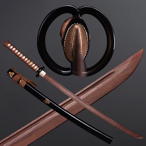 HJHUUA Katana in Legno wenge Naturale da 103 cm,bokken Fatto a Mano,Spade Samurai in Legno,Spada da Allenamento in Legno per Decorazione,Cosplay,Kendo,Regali,Festival