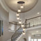 Cainjiazh Lange Kronleuchter für hohe Decken Moderne Kristall Pendelleuchte Lange Regentropfen Tropfen Lampe Hängende Flush Mount Kronleuchter Deckenleuchte für Treppenhaus Foyer Wohnzimmer