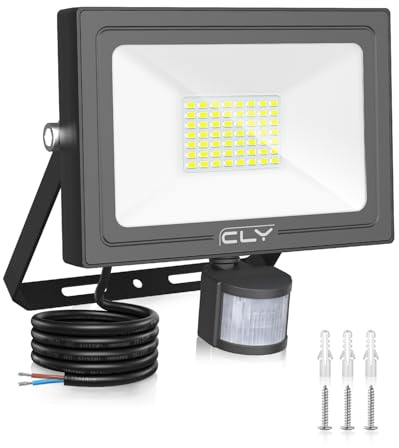 CLY 80W Security Lights Outdoor Motion Sensor 7520 Lumen PIR Security Light 6500K LED Floodlights IP66 Waterproof Outside Daylight Wall Light with 1M Cable for Garage Garden Hallway Backyard