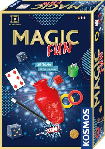 KOSMOS 684340 Magic Fun, Zauberkasten für Kinder ab 8 Jahren, Zauberset mit Tricks & Zubehör, inkl. Anleitung und Videos, mit 3 Schwierigkeitsstufen, fördert Motorik, Konzentration & Selbstbewusstsein