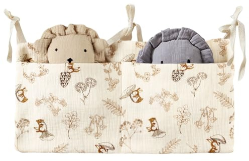 ZOCONE Organizador colgante para cuna de bebé, 2 en 1, organizador para cuna de bebé, organizador colgante ajustable, bolsa de cuna para pañales, ropa, juguetes (hojas de ardilla)
