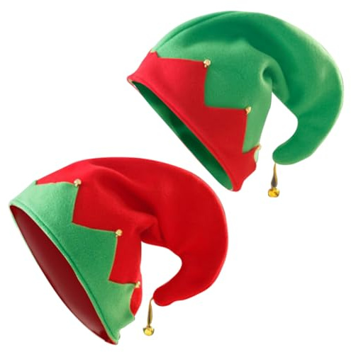 Beavorty Copricapi Creativi Natalizi 2 Pezzi Cappelli a Campana in Flanella Rossa per Ragazze e Feste a Tema Elfo