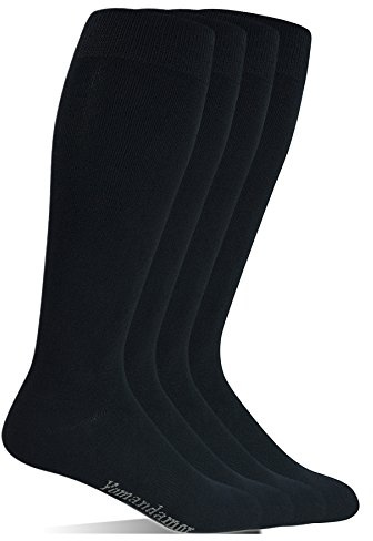 Yomandamor Men's Wide Stretched Top Over The Calf Dress Socks Boot Socks, 4 Pairs L Size, Suits For All Season