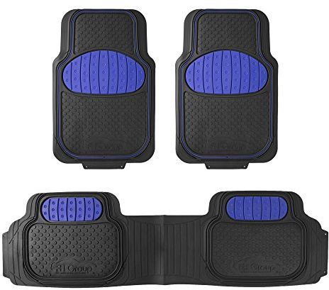 FH Group - Alfombrillas de goma resistentes para coche, ajuste universal, recortables, resistentes al clima, para sedanes, todoterrenos, camiones, color azul