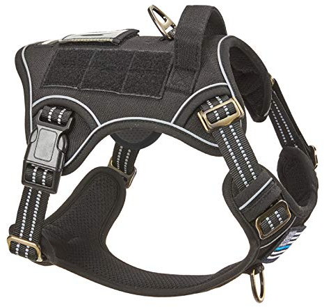 BUMBIN Taktisches Hundegeschirr für kleine Hunde Kein Ziehen, Berühmte TIK Tok No Pull Welpengeschirr, Verstellbare Hundeweste Geschirr mit Griff, Schwarz S