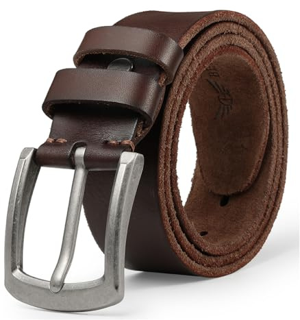 BELTER Cintura Uomo Pelle 100% Cinture da Uomo Cinturone Cinta Premio Cuoio 110-160cm Taglia Grossa Jeans Casuale Western Retrò Stile 3.8cm (130cm, Marrone)