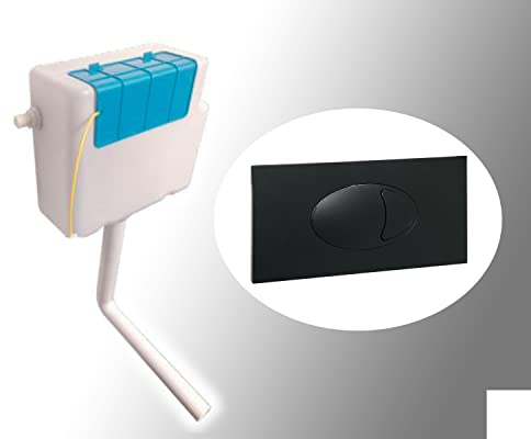 Trade In Post Concealed Toilet Cistern including Large Dual Flush Black Push Button