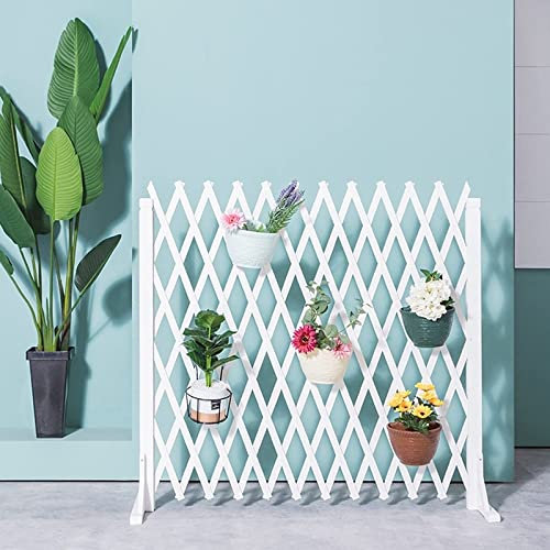 Massivt Trä Expanderande Spaljéstaket - Tillfällig Portabel Hundstaketpanel, Expanderande Spaljé För Klätterväxter Utomhus, Trädgårdsväxter Klättervägg Dekorativ (Color : White, Size : 160 * 110cm)