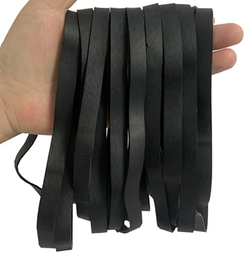 QIKAARA 30 Elastici Di Grandi Dimensioni, Colore Nero, Larghezza 10 Mm, Circonferenza 380 Mm, Spessore 1,5 Mm, Gomma Naturale, Per Casa, Ufficio, Scuola E Lavoro