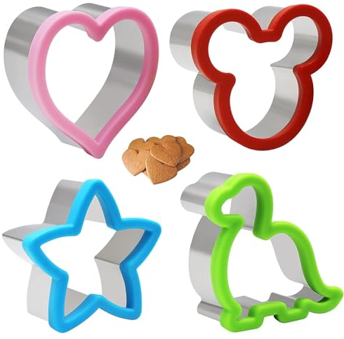 4 Stück Sandwich Ausstecher Brotausstecher Edelstahl Ausstechformen für Brot und Gemüse Brotausstechformen Brot Ausstecher Kinder Bento Dekoration Werkzeuge