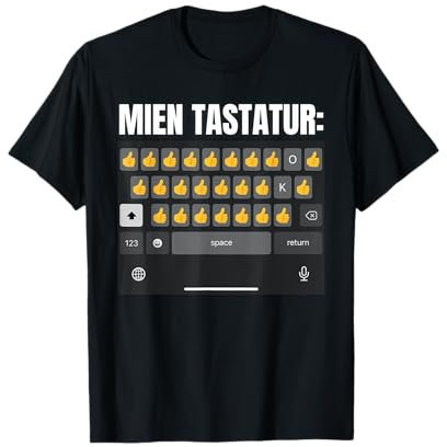 Meme Geschenke für Papa Väter 'meine Tastatur' Daumen hoch Nachricht für Papas Lustige T-Shirt - Schwarz, Klein, Unisex-Erwachsene, Kurzarm, T-Shirt, Herren, Novelty-T-Shirts