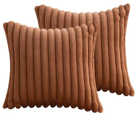 FDEETY 2 Fundas Cojines Acanaladas Textura Piel Conejo Sintético Suaves Decorativas 45x45cm