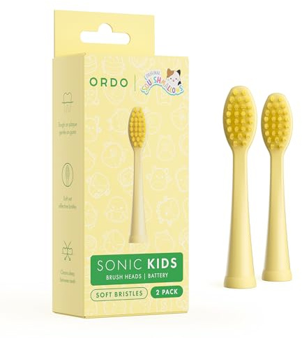 Ordo Squishmallows 2 Replacement Brush Heads for Battery Toothbrush, Soft Bristles, Gift for Kids Aged 4 Years and Up, Wanda