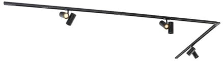 QAZQA Sistema de rieles de iluminación moderno con 3 focos negros monofásico - Iconic Scopio Metálica/Plástico Alargada Adecuado para LED Max. 6 x 10 Watt