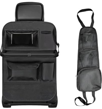 OBDKCAN Autositz Organizer, Auto Rückenlehnenschutz,Rücksitz Organizer Aufbewahrung,Wasserdicht Multifunktionale Auto Aufbewahrungstasche mit Klapptisch,Tablet Tasche,mit Autositz-Seitenorganisator